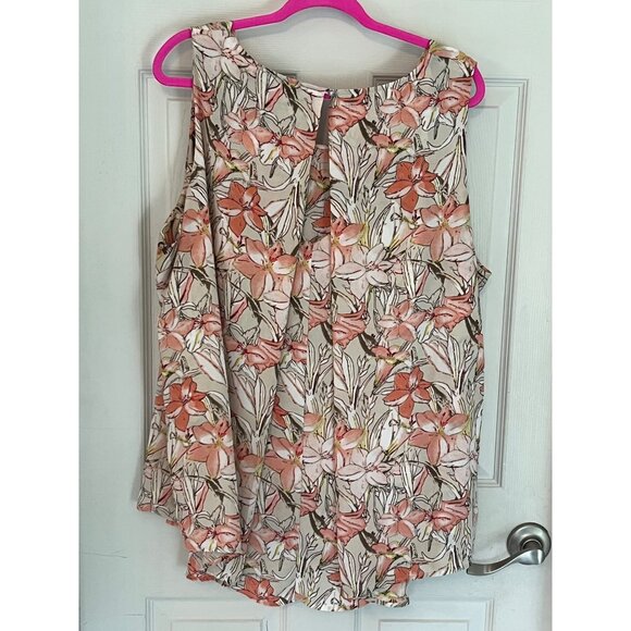 Lord & Taylor Context Pink Floral Sleeveless Round Neck Blouse Size 3X - Picture 5 of 8